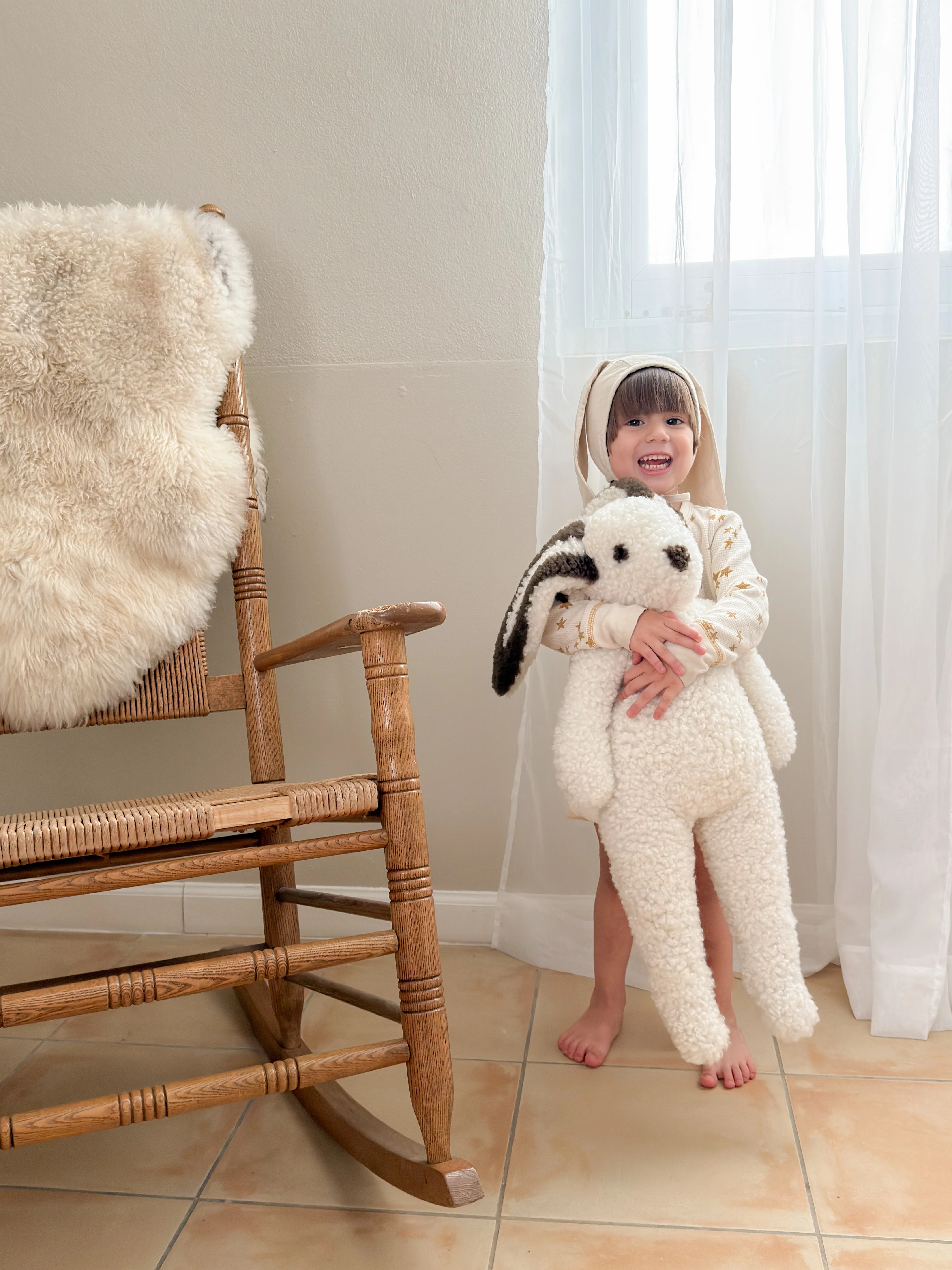 Clover: Shearling Sheepskin Bunny Stuffed with Wool - Image 6