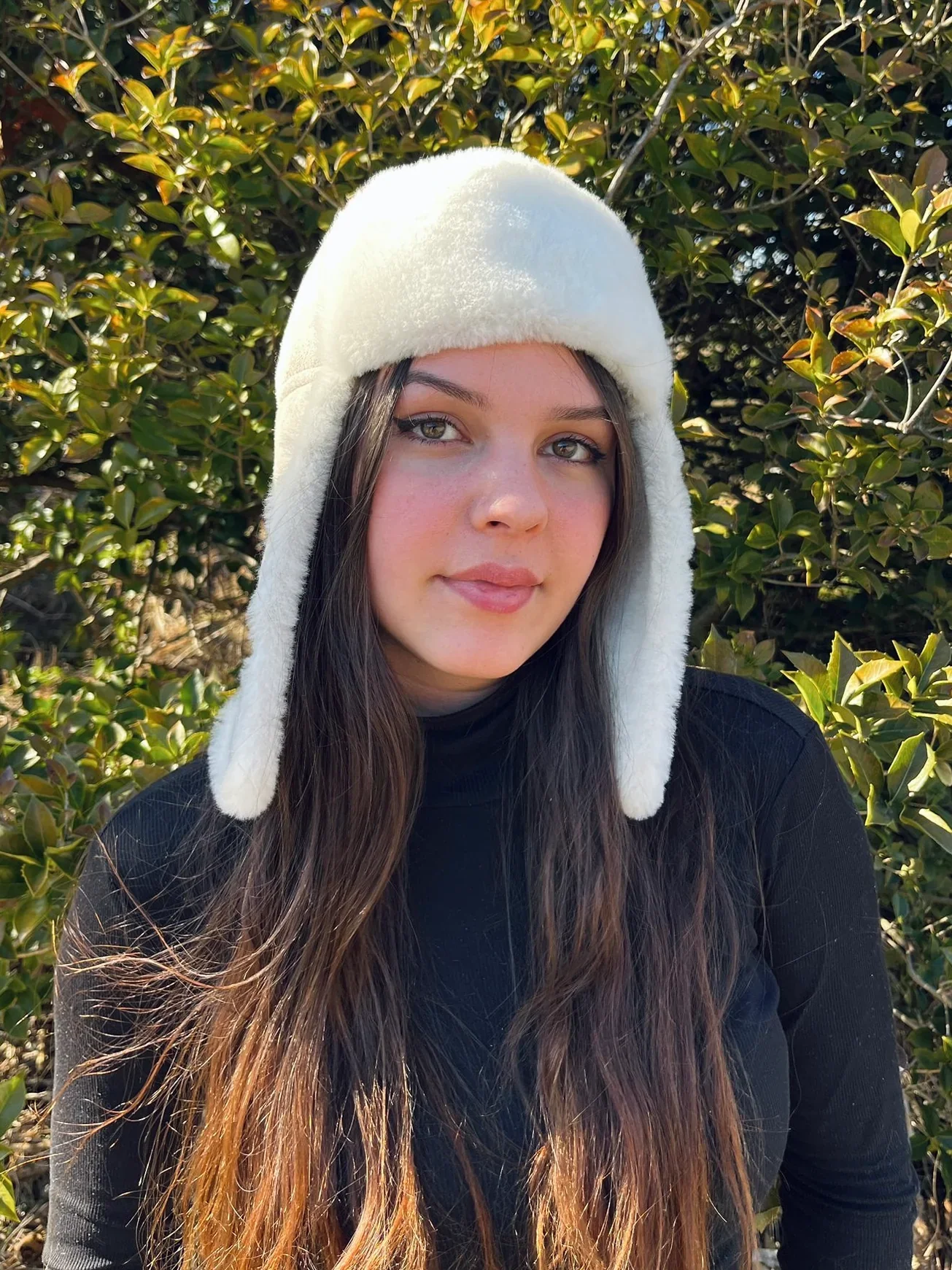 Sheepskin and Leather Pilot Hat in Cream - Image 5